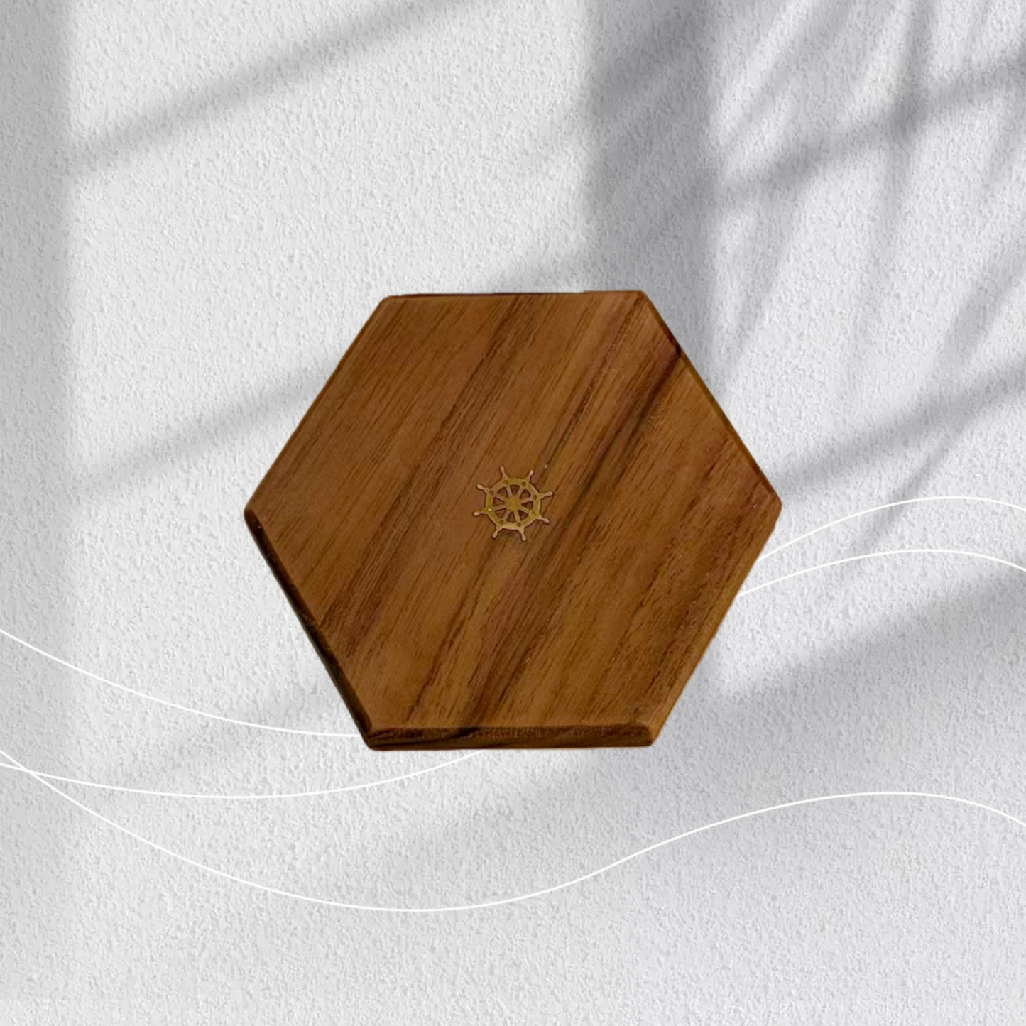 Hexagon Wood Coaster-Wheel