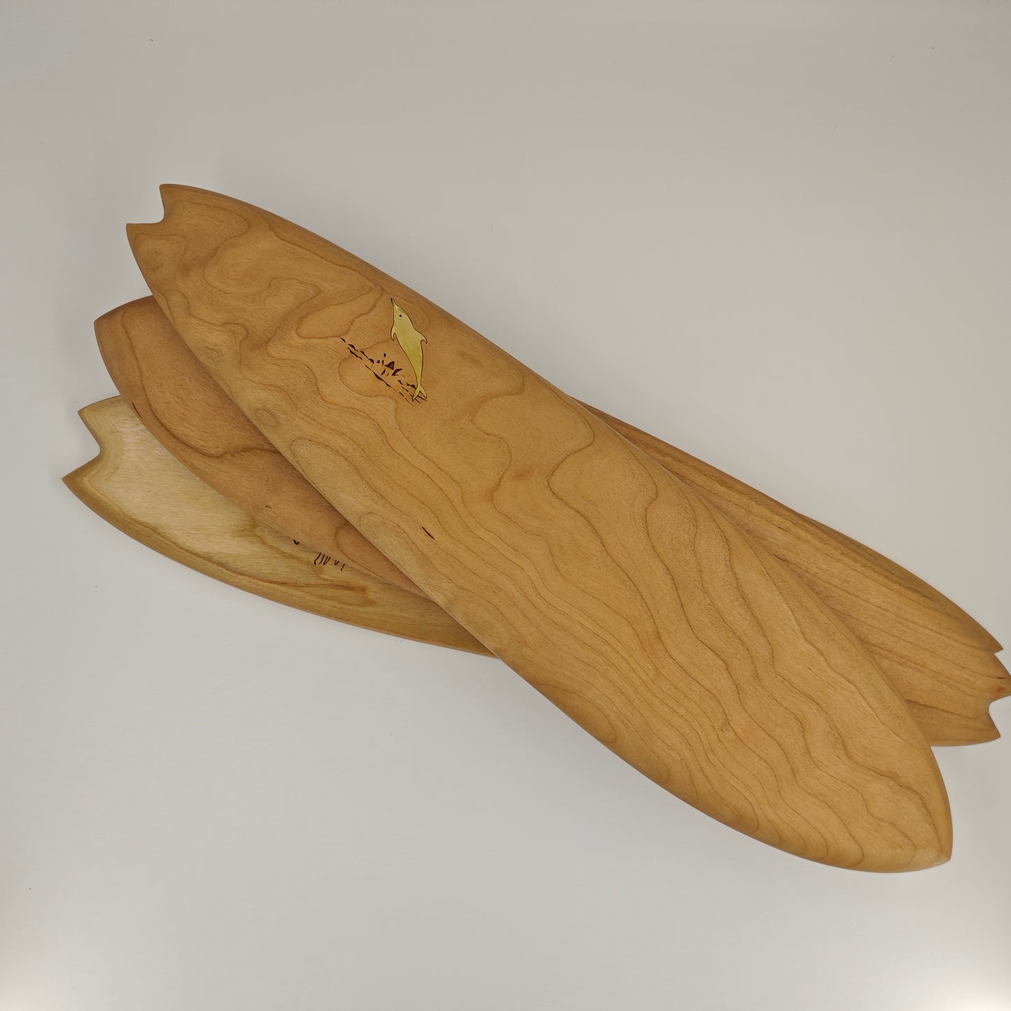 Surfboard Wooden Wall Hook Rack with Copper Dolphin Inlay (60CM)