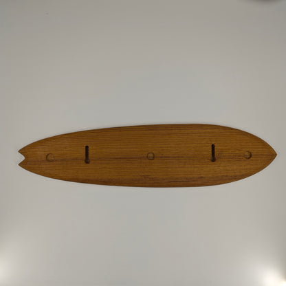 Surfboard Wooden Wall Hook Rack with Copper Dolphin Inlay (40CM)