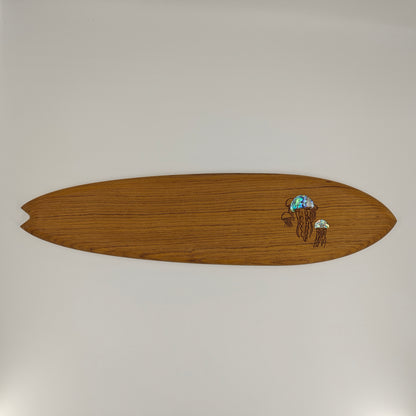 Surfboard Wall Art with Shell-Inlaid Jellyfish Motif (60CM)