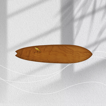Surfboard Wooden Wall Hook Rack with Copper Dolphin Inlay (40CM)