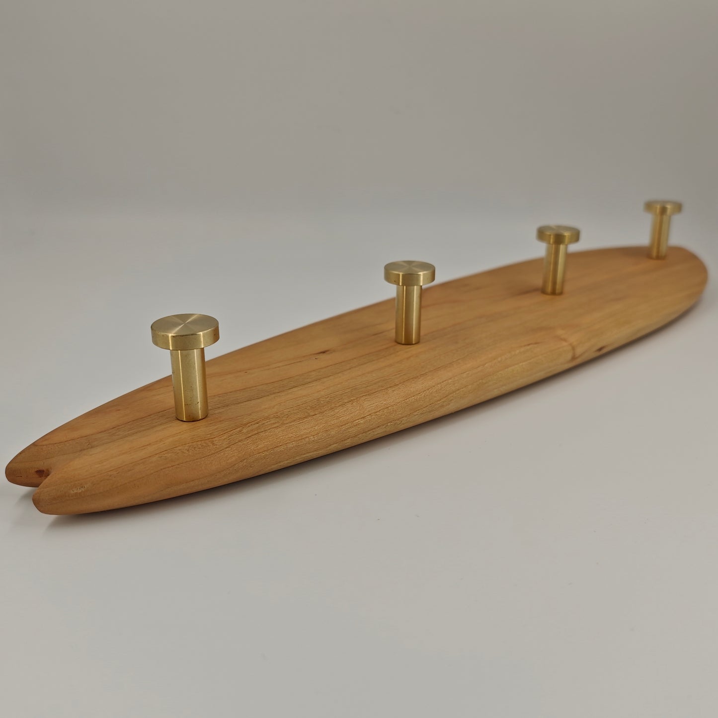 Surfboard Wooden Wall Hook Rack with Copper Dolphin Inlay (40CM)