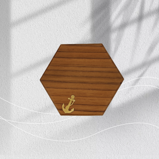 Hexagon Wood Coaster-Anchor