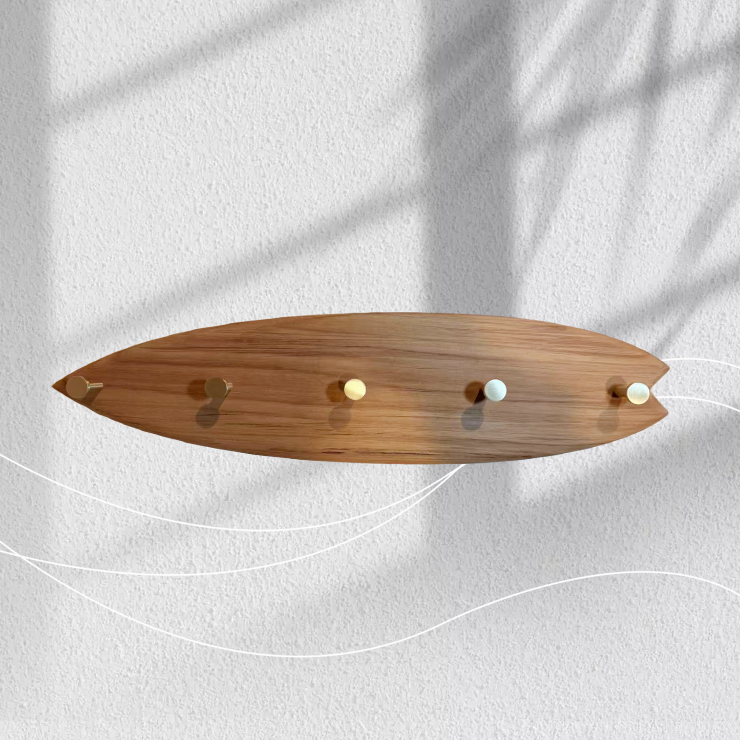 Surfboard Wall Art with Shell-Inlaid Jellyfish Motif (60CM)